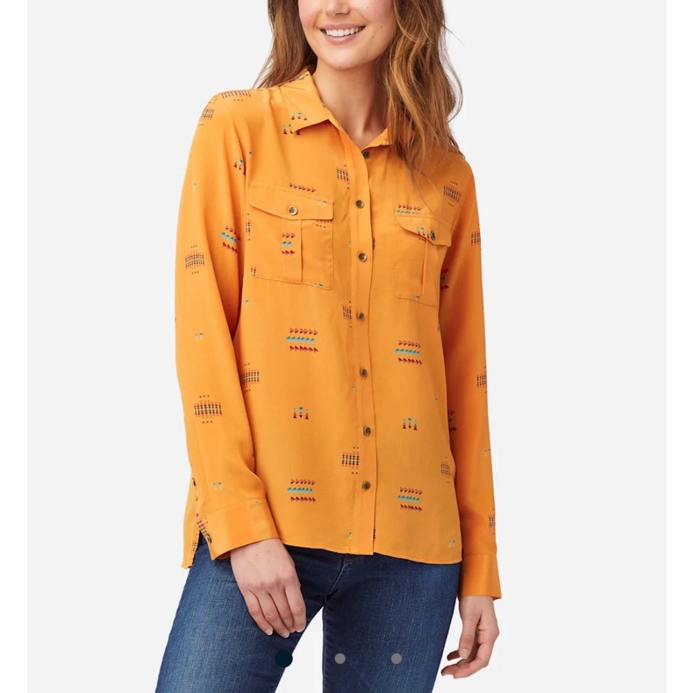 Pendleton | Silk Button Down Blouse Orange Southwest Print | S